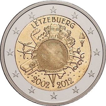 Люксембург - 10 лет наличному евро