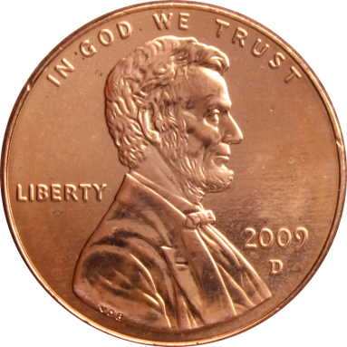 1 цент 2009 г. (Жизнь Линкольна - президенство)
