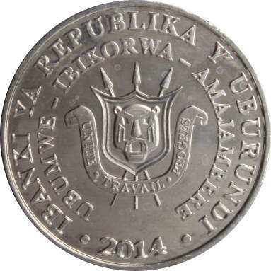 5 франков 2014 г. (Венценосный орёл)