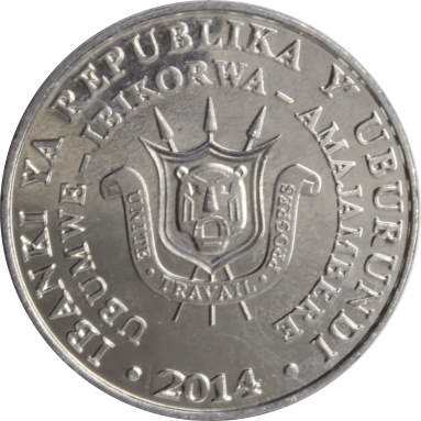 5 франков 2014 г. (Кафрский рогатый ворон)