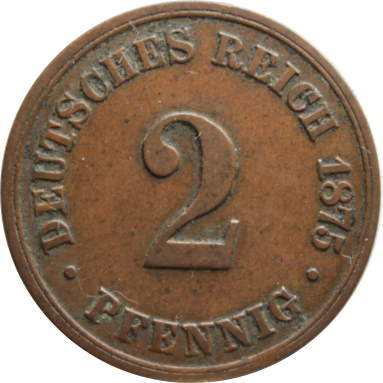 2 пфеннига 1875 г.