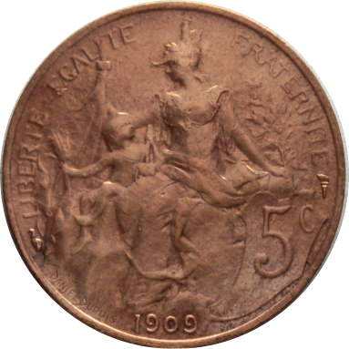 5 сантимов 1909 г.