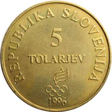 5 толаров 1996 г. (100 лет олимпийским играм)