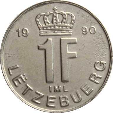 1 франк 1990 г.
