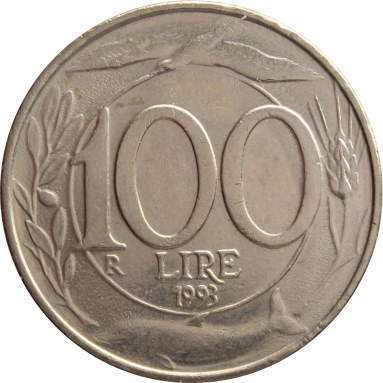 100 лир 1993 г.