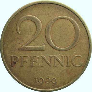 20 пфеннигов 1969 г.