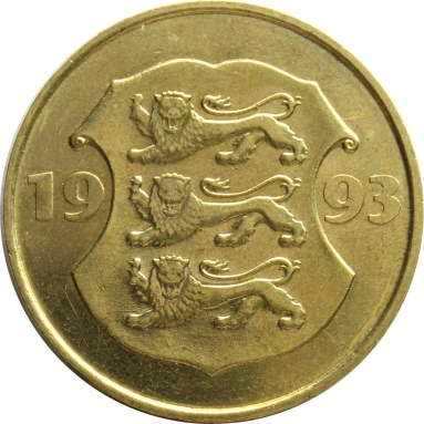 5 крон 1993 г. (75 лет Республике Эстония)