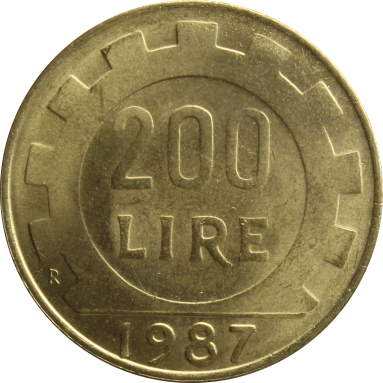 200 лир 1987 г.