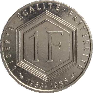1 франк 1988 г. (30 лет 5-й Республике)