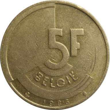 5 франков 1986 г. (Belgie)