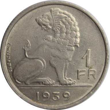1 франк 1939 г. (Belgique-Belgie)
