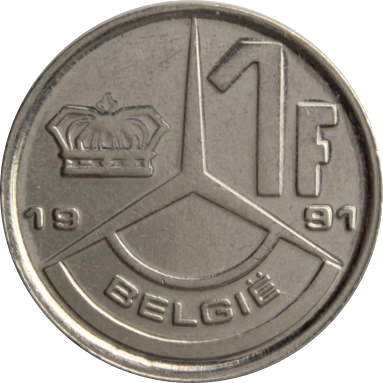1 франк 1991 г. (Belgie)