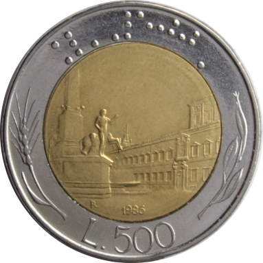 500 лир 1986 г.