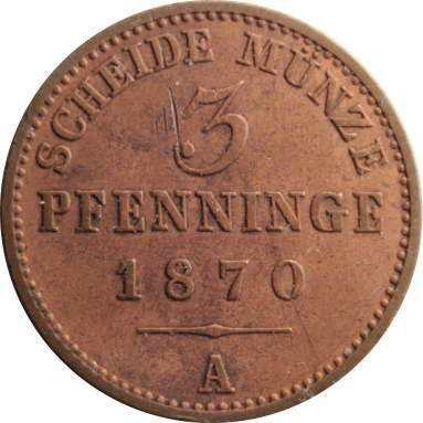3 пфеннига 1870 г.