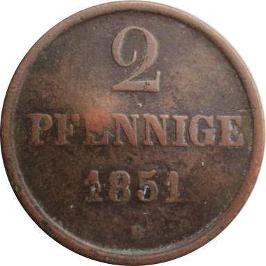 2 пфеннига 1851 г.