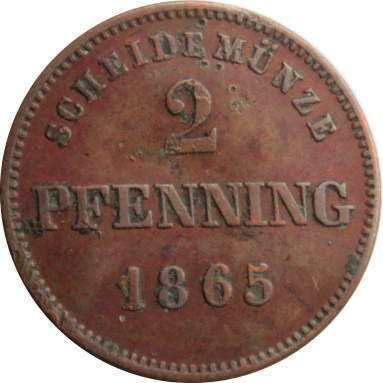 2 пфеннига 1865 г.