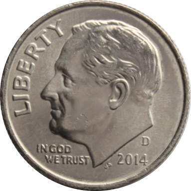 1 дайм (10 центов) 2014 г.