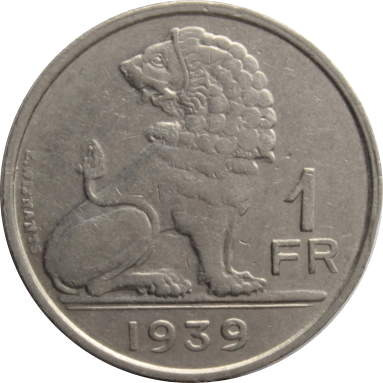 1 франк 1939 г. (Belgique-Belgie)