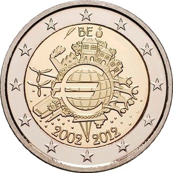 Бельгия - 10 лет наличному евро
